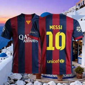Messi 2014 2015 Retro Home Blue Red No.10 Short-Sleeved Long-Sleeved Football Shirts