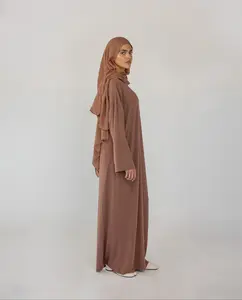 VELA Boxy Knit Long Sleeve Maxi Dress - Chestnut