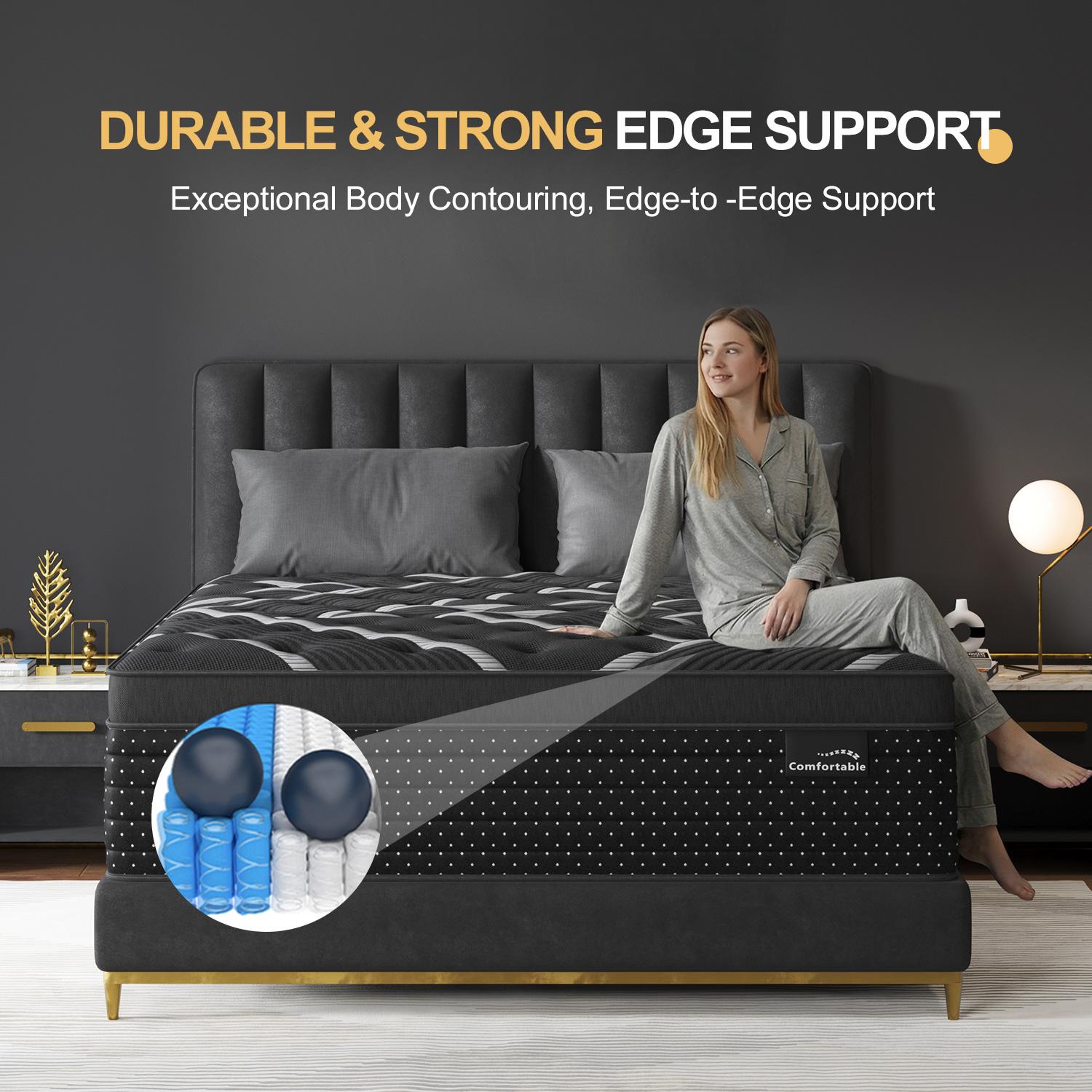 12/14 Inch Twin Full King Queen Mattress , Hybrid Mattress in a Box, Memory Foam and Individual Pocket Springs, Edge Support, Motion Isolation & Pressure Relief, Medium Firm