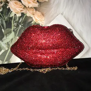 Lip Rhinestone Luxury Handbag - Stylish Acrylic & Rhinestones, Handmade, Perfect for Evening Parties and Special Occasions purse girlfriend gift