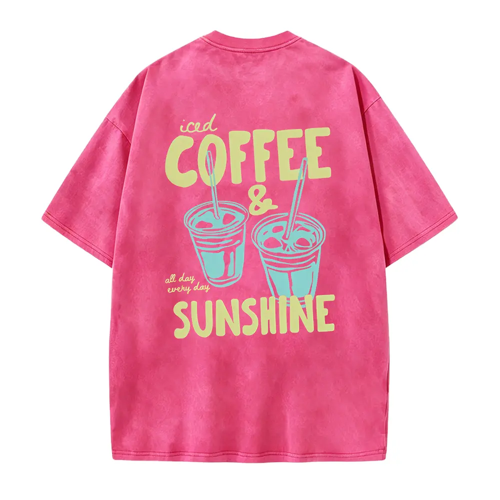 Iced Coffee & Sunshine Orange Cup Print T-Shirt | Clothes Women, Loose Fit, Summer Tops, Spring Vibes, Cozy Aesthetic Tee