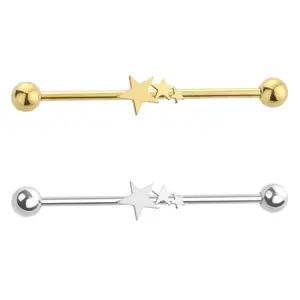 Triple Star Industrial Barbell 14G 316L Surgical Steel