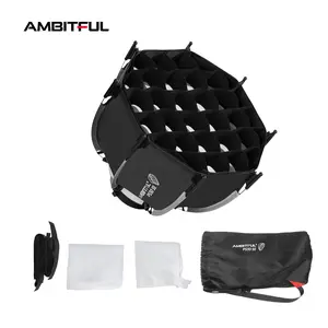 Ambitful PS Series Quick Release Octagonal Softbox with Grid, Deep Parabolic Softbox for Flash & LED Video Lights, Bowens Mount, 30cm/45cm/50cm