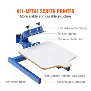 fathersdaygift VEVOR Screen Printing Machine, 1 Color 1 Station Silk Screen Printing Press, 21.2x17.7in Screen Printing Press, Double-layer Positioning Pallet, Adjustable Tension for T-shirt DIY Printing