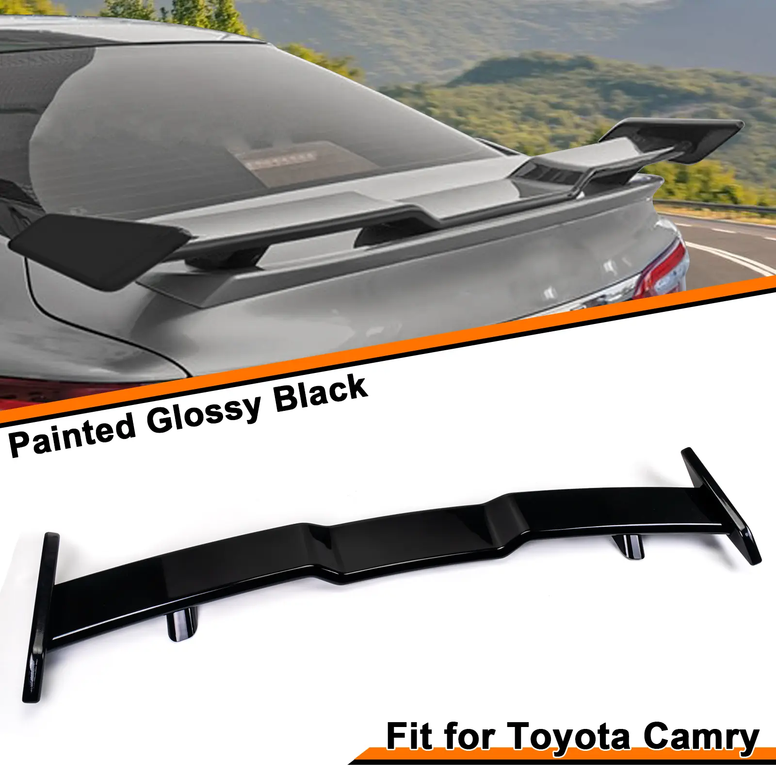 55'' TRD Style Rear Trunk Wing Spoiler Auto Replacement Part, Glossy Black ABS, Punch-Free Installation with Adhesive Promoter & Screws+Tape Secure, for 2018-2022 8th Gen Camry LE SE XLE XSE, Enhances Aerodynamics & Sporty Look, Car Accessories, Accessori