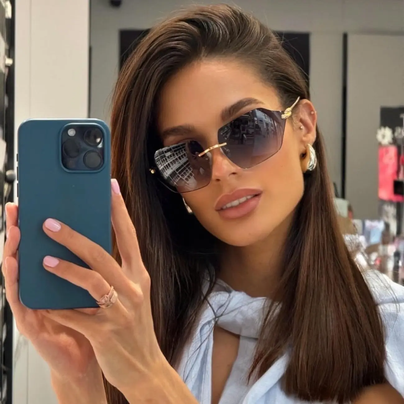 New Style Rimless Folding Sunglasses, European and American Fashion Personality Curved Sunglasses, Trendy Cross-Border Metal Eyewear Wholesale