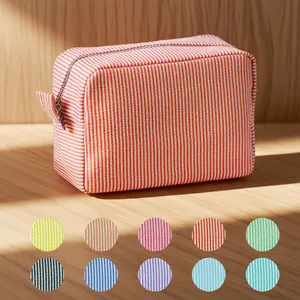 Personalized Embroidery Small Toiletry Bag Makeup Bag Bridesmaid Gift Travel Essential Anniversary Birthday Gift Zipper Multi-Function 18.5x7.5x10cm Ultra-Lightweight Polyester Customizable Text Compact Size Versatile Design Plaid Pattern
