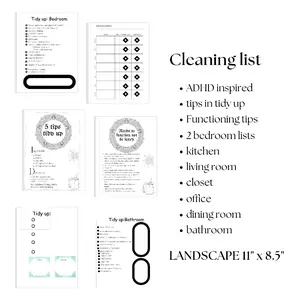 ADHD reusable cleaning tips and lists for adults and kids