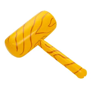 14" Yellow Wood-Grain Design Inflatable Plastic Mallet
