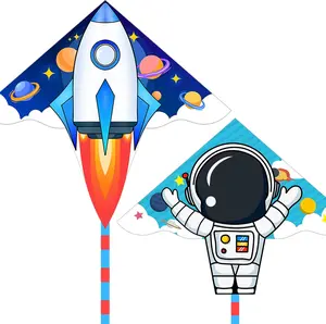 2 Piece Set Rocket Astronaut Kites for Kids and Adults, Easy to Fly for Beginner, Perfect Kite for Beach and Park, Kids Kite and Adult Kites for Outdoor Games & Activity (Rocket Astronaut, 2)