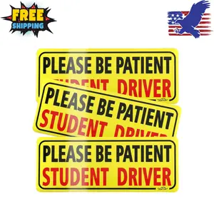 3pcs Student Driver Magnet for Car, Please Be Patient Student Driver (Black&Red)