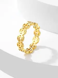 Stainless Steel Copper Coin Ring for Men and Women, Durable Non-Fading Wealth Ring, Casual Style for All Seasons, Stackable Rings