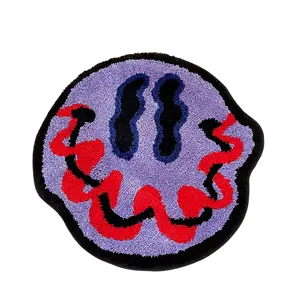 Tufted Trippy Smiling Face Rug Handmade Carpet Custom Rug for Home Decoration or Gift 100% Tufted Home Decorative Rug Textured Geometric Rug Boho Washable Rug Fluffy Rugs