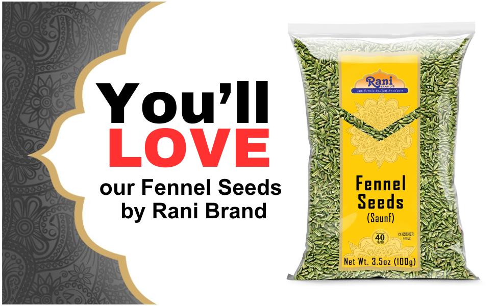 Rani Fennel Seeds (Saunf Sabut) Whole Spice 3.5oz (100g) All Natural ~ Gluten Friendly | NON-GMO | Kosher | Vegan | Indian Origin