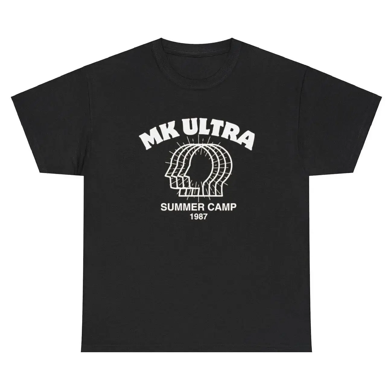 Women's Cute MK Ultra Summer Camp T-Shirt - 1987 CIA Conspiracy Letter Printed Logo Graphic Top, Plaid Casual Cotton Blend Short Sleeve Political Humor Tee, 2xl Size