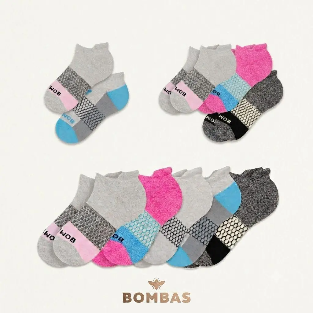 Pack 2/3/5 Super Soft BomBas Ankle Cushion Socks for Men & Women - Breathable Cotton Athletic Socks with Honeycomb Arch Support, Anti Blister Tab & Seamless Toe for Running, Walking & Everyday Wear