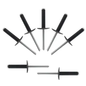 (80 pcs) 3/16 * 1" Large Flange Open End Black Aluminum Blind Rivets,4.8 * 25 Pop Blind Rivet