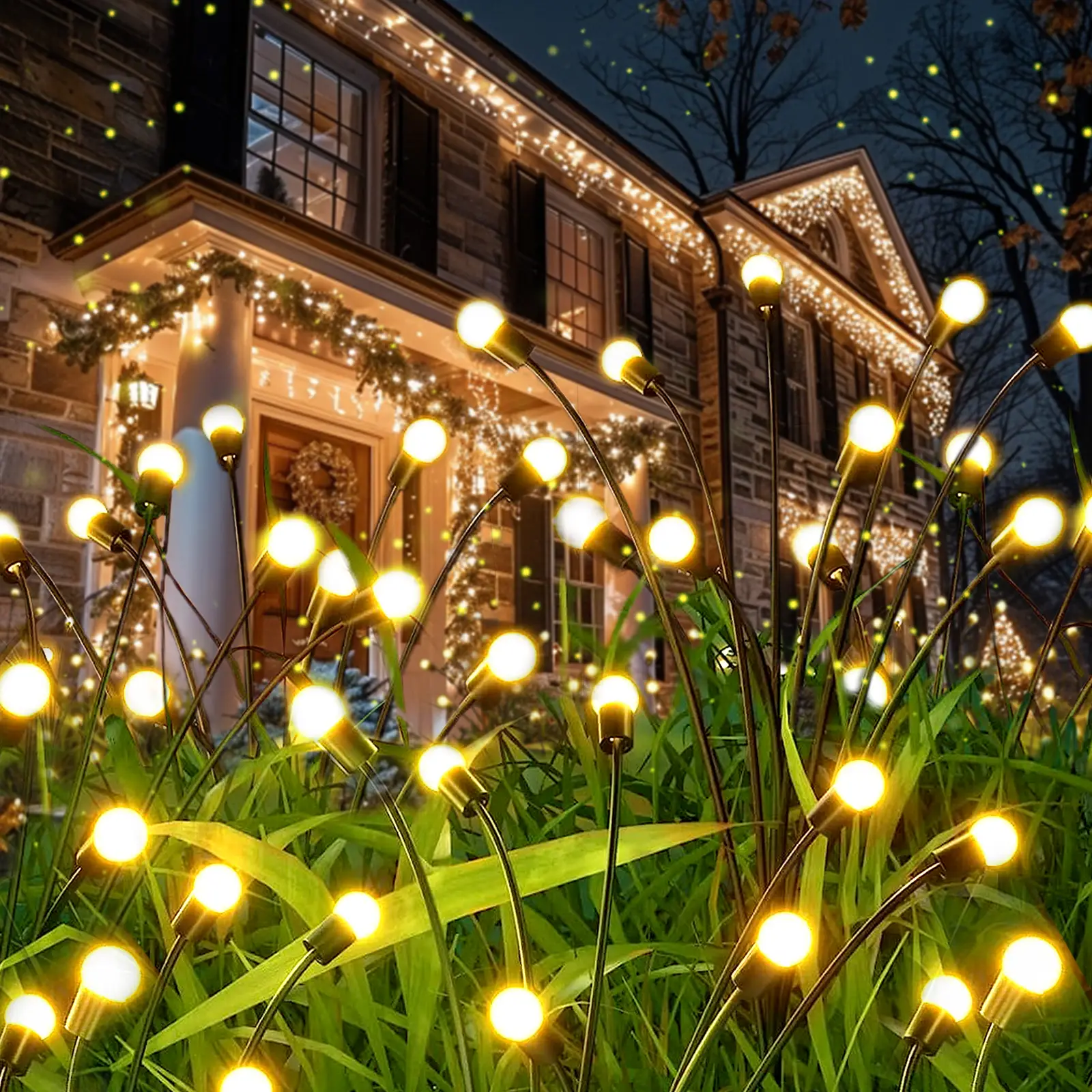 Outdoor Solar Garden Lights-Decorative Lights, Waterproof, Firefly Lights Starburst Swaying in The Wind,Vibrant Lights Applicable to Decoration Garden