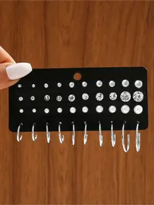 Elegant Pearl Zircon Set for Women, High Quality Earrings, 40 Pcs Simple Design Jewelry Gift Box, Perfect for Daily Wear & Special Occasions