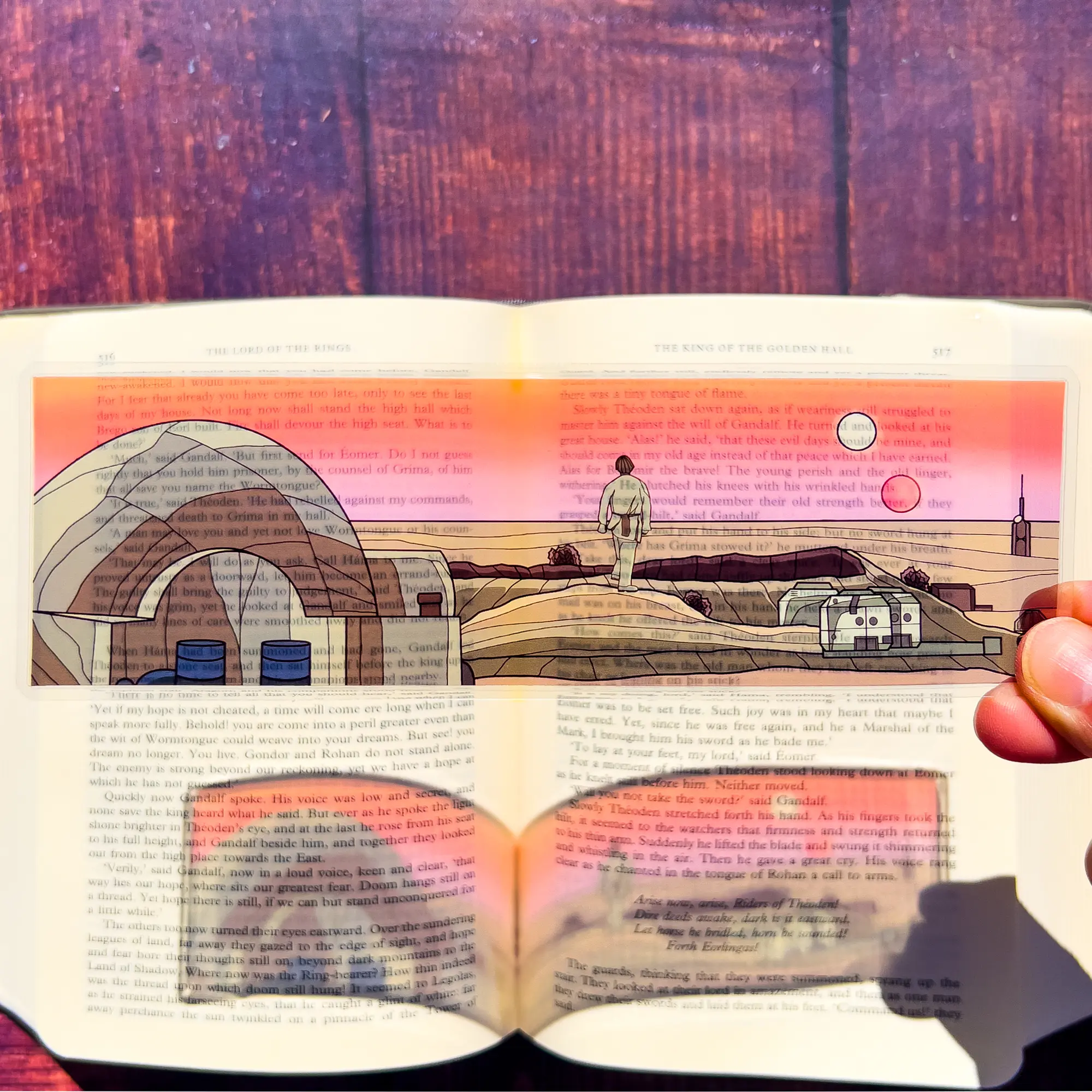 SW Luke Skywalker Binary Sunset Stained Glass Bookmarks (Suncatcher Transparent Bookmark, Stained Glass Art, Book Lover, Fantasy Book Reader Gift)