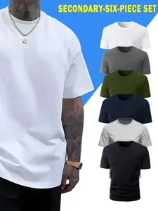 6 Packs Men's Casual Solid Color Short Sleeve T-Shirts