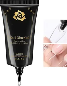 Gel Nail Glue, Solid Nails Gl ue Gel 40g Lamp Curing Needed Soak Off G LUE Strong Nail G LUE G el for Acrylic Fake Nails Tips Extension Press On Nails for Gelly Tips