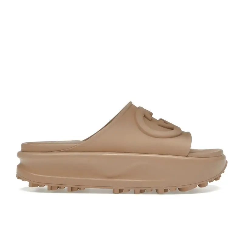 Gucci Women's GG Oversize Slide Sandal Interlocking G Light Brown, from StockX