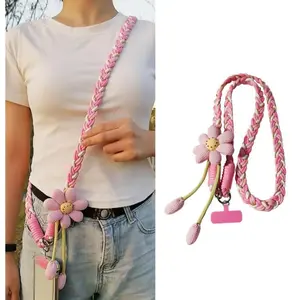 Flower Phone Lanyard Crossbody Strap Universal Mobile Holder for Women Teacher Travel Running Shopping Hands Free Adjustable Design