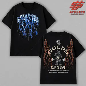 [Youth + Adult] Darc Sport Wolf Head Training T-Shirt – Summer Breathable Cotton Oversized Gym Tee, Bodybuilding Streetwear for Men, Fitness Lifestyle Apparel back. Gift For Him & Her.