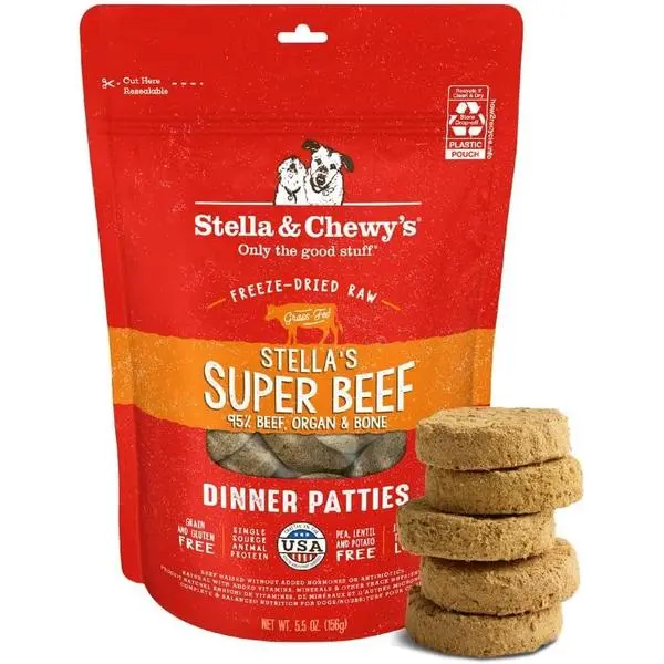 Stella & Chewy's Freeze-Dried Raw Dinner Patties - Duck Duck Goose Recipe - High Protein Grain-Free Puppy & Dog Food - Perfect For Picky Eaters - 14 oz
