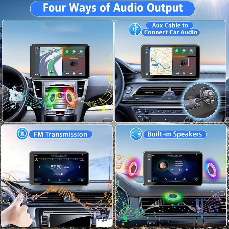 2026 New 7-inch Wireless Car Display With Built-in Audio System, Ultra HD Touchscreen, 1080P Backup Camera, Dashcam, Wireless Connectivity, GPS Navigation, Supports CarPlay And Android Auto, Mirror Link, FM Radio, AUX/USB/TF Ports. Fits All Vehicle