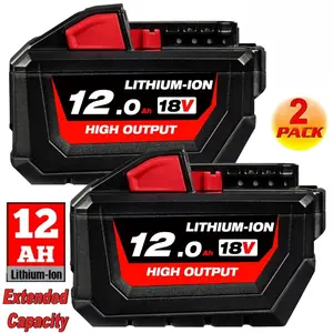 2-Pack 18V Battery For Milwaukee Tool for M18 Batteries 12.0AH Extended Capacity