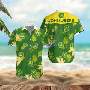 Green Farm Theme Hawaiian Shirt – Tropical Palm Aloha Shirt Summer Beach Style