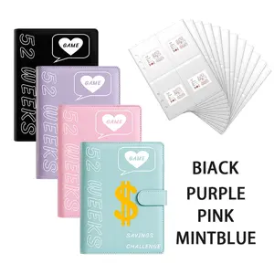 Set 52 Weeks Savings Money Notebook Binder Easy And Fun Way To Savings Money School Supplies, Back ToSchool, Notebook, Libretas Plastic Metal PU Leather birthday gift Christmas present Father's Day