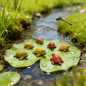 6-Piece Miniature Turtle Scene Figurines, Creative Realistic Animal Decorations, Perfect for Fish Tank Aquariums, DIY Crafts, Home Decoration