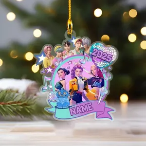 Demon Ornament 2025, Kpop Anime Girl & Boy Group Custom Name Christmas Decoration, Perfect Gift for Fans, Christmas Tree Decoration