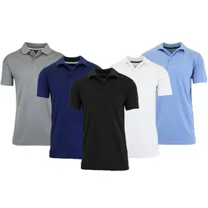 Men's 5-Pack Moisture-Wicking Polo Shirts �C Dry-Fit, Ribbed Sleeves & Collar, Stylish Comfort Casual Classic