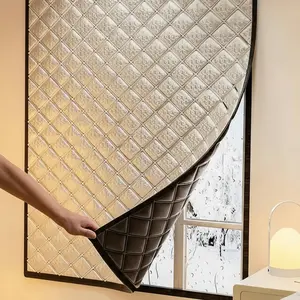 Winter Thicken Window Insulation Curtain, Dual-Layer Cotton Windproof Noise-Reducing Full Sun Blocking Thermal Sealed Door Cover, Light Blocking