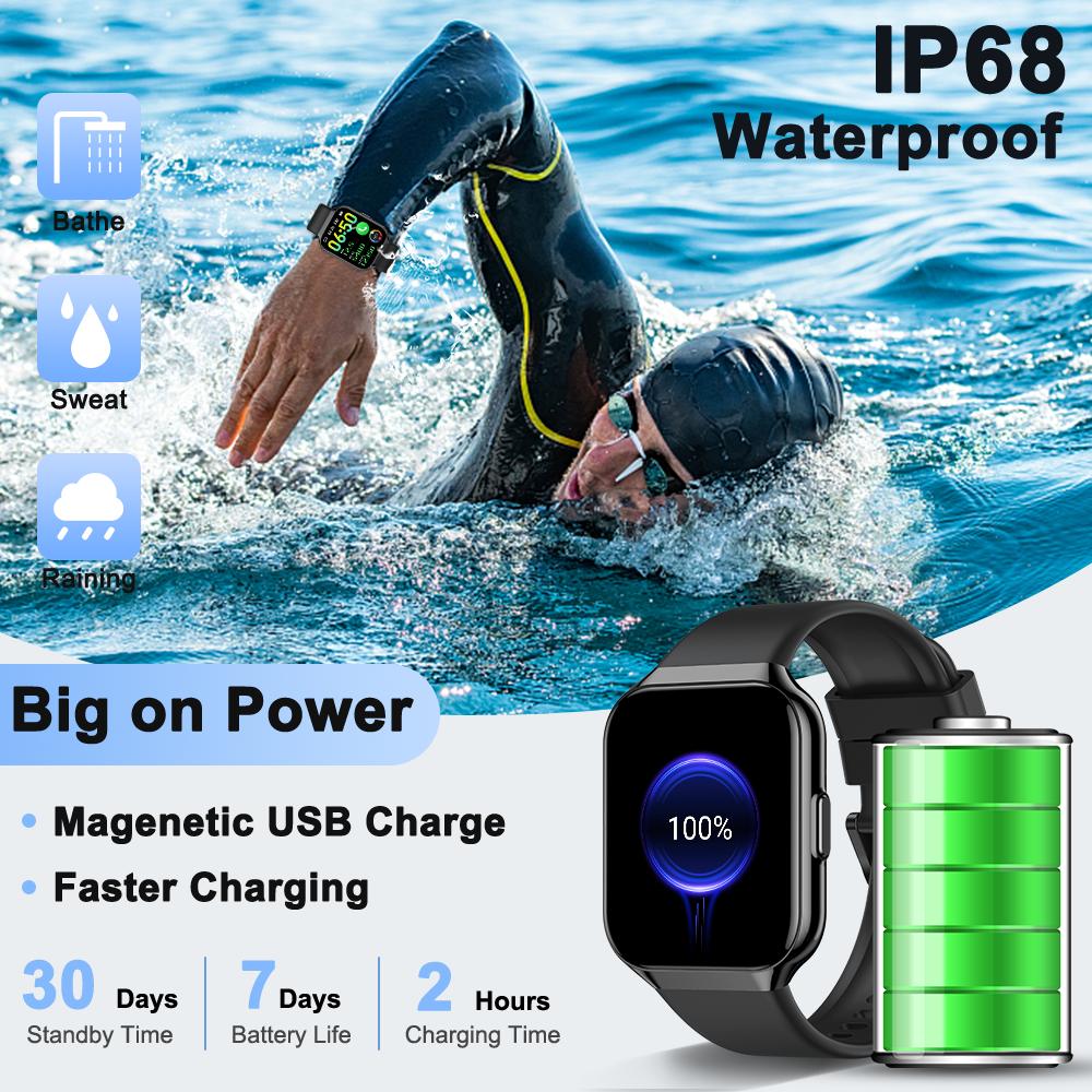 Summervibes Smart Watch for Men & Women Bluetooth Call Blood Oxygen Heart Rate Monitor 140+ Workout Modes 30-Day Battery Waterproof Fitness Watch IP68 Android iOS Compatible - Wearable Summervibes Smart Watch for Men & Women Bluetooth Call Blood Oxygen Heart Rate Monitor 140+ Workout Modes 30-Day Battery Waterproof Fitness Watch IP68 Android iOS Compatible - Wearable
