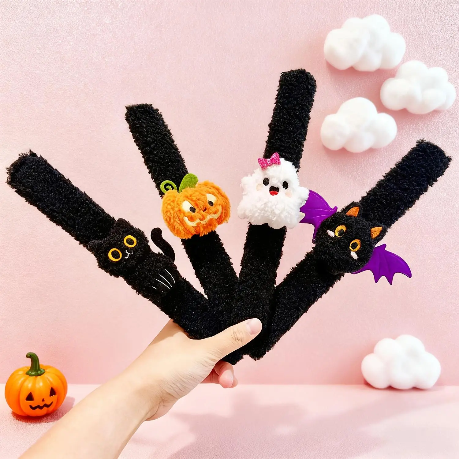 Halloween Slap Bracelets Plush Slap Bracelets Cute Wrist Slap Band Toy Wrist Animals Wrist Pets Slap Bracelet Wrist Toy for Birthday Gifts Party Favors