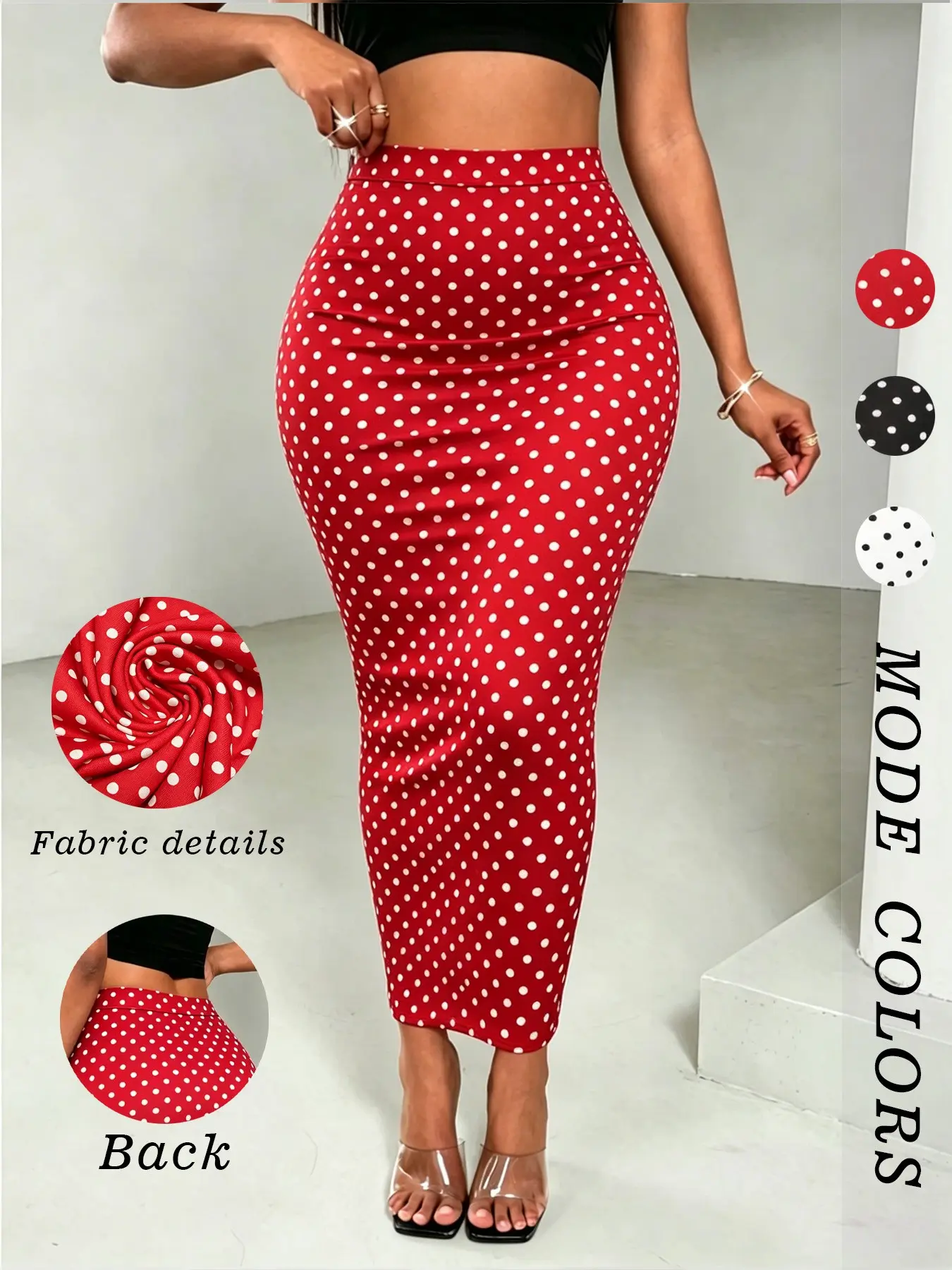 Vintage Polka Dot High Waist Bodycon Skirt, Chic Elegant Slimming Fit One-Piece Dress, French Vintage Style, Perfect for Daily Wear, Dates, Streetwear