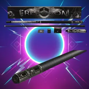 EVO Freedom Maxbing Edition – Shadow Flame Pool Cue with Carbon Fiber Shaft, Crocodile & Lizard Embossed Black Microfiber Leather Wrap, 19–19.5oz, Pro Taper, 12.5mm Time Tip, Complete Player Kit