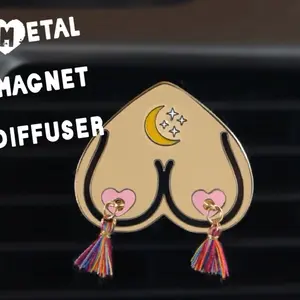 Tassel Charm Felt Car Diffuser | Magnet | light skin/rainbow/crescent w/ stars 1.5"