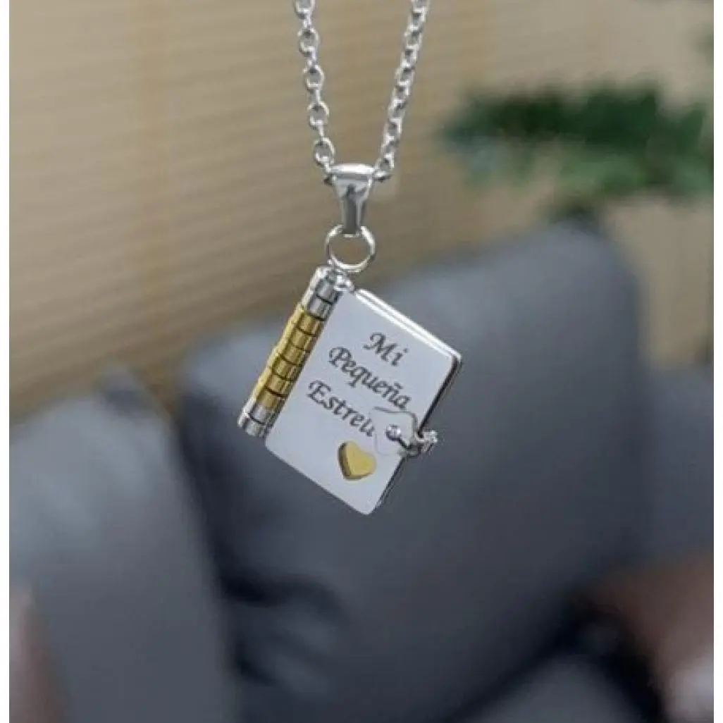 Titanium steel necklace engraved with books necklace heart-shaped letter envelope necklace my little star book pendant necklace