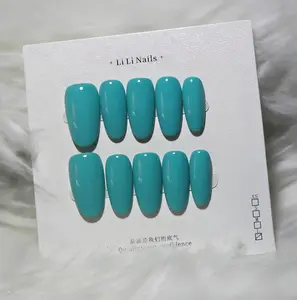 Teal Turquoise Glossy Nails