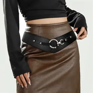 Women's Fashion Vintage Wide Elastic Stretch Waist Belt With Interlock Buckle for Halloween