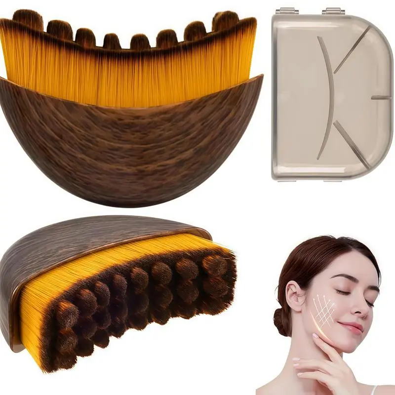 Wooden Facial Gua Sha Brush, Lymphatic Drainage Face Massager Tool for Reduce Puffiness Lift Jawline