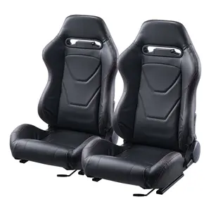 VEVOR Racing Seat, 2 Set, Adjustable Racing Cockpit with Wide Angle Reclining & High-Resilience Foam, Comfortable Racing Chair with Soft PVC Leather & Q235B Slider, Fit for Racing Cars & Go-KartsSummervibes