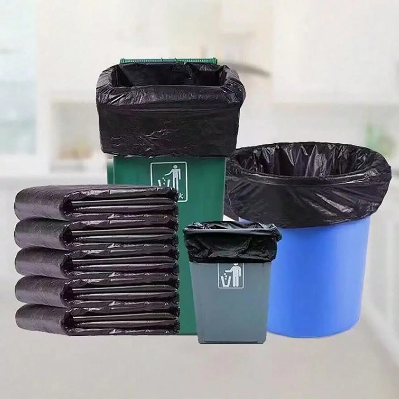 Disposable Trash Bag, 50pcs/set Thickened Garbage Bag, Durable Trash Bag, Household Waste Bag for Outdoor, Industrial, Hotel, Office & Other Garbage Disposal, Disposable Garbage Bags