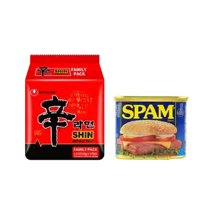 NONGSHIM Korean Spicy Shin Ramen 4 Packs* 4.2oz+Classic Lunch Meat,Pork Ham 12oz【2 Combo Packs】